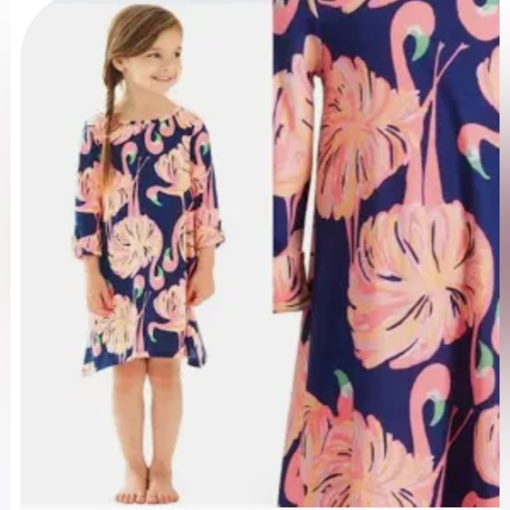 Lilly Pulitzer Resort Navy Gimme Some Leg Flamingo Print Dress